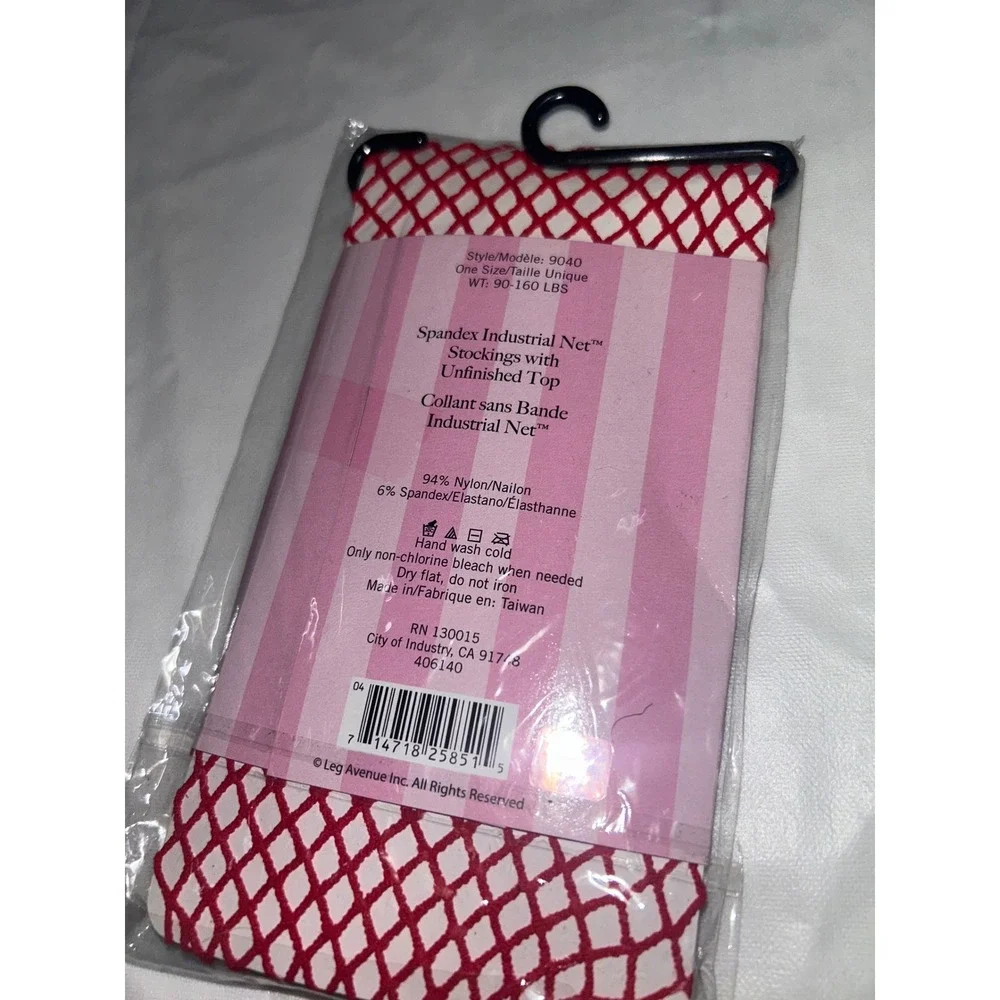 Leg‎ Avenue Red Spandex Industrial Net Stockings Thigh High Unfinished Top 9040